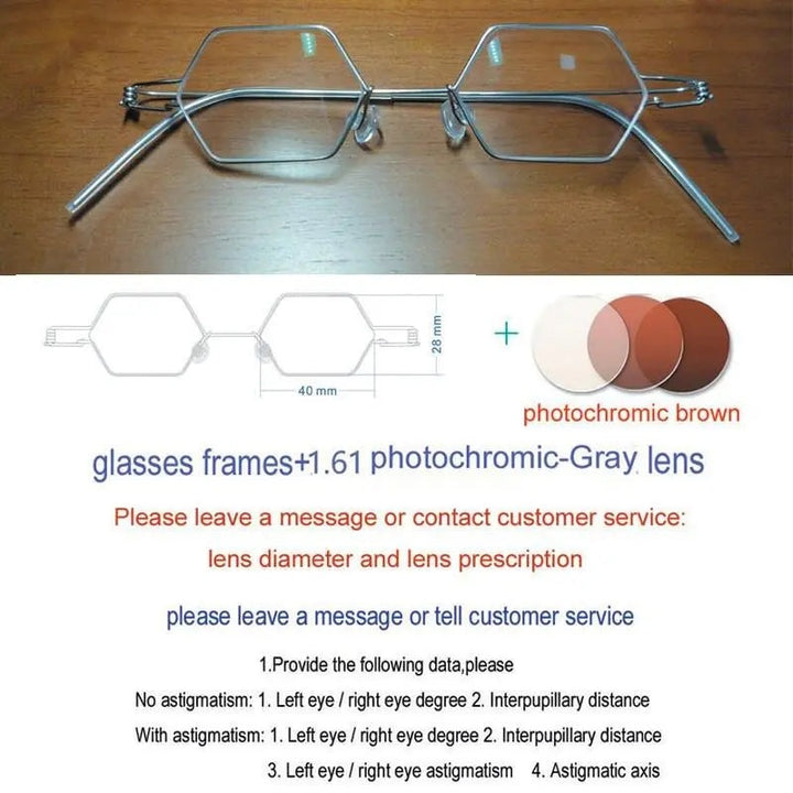 Yujo Handcrafted Unisex Polygonal Stainless Steel Eyeglasses Y002 - C5