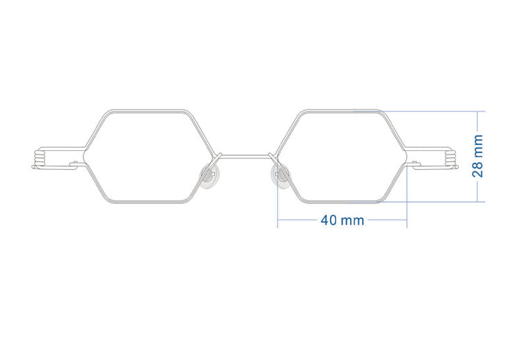Yujo Handcrafted Unisex Polygonal Stainless Steel Eyeglasses Y002 - Size Chart