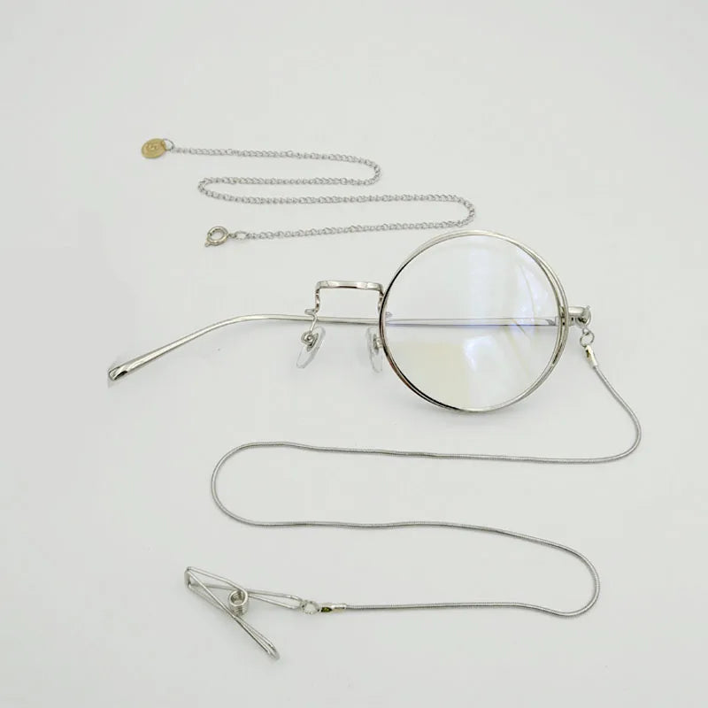 Yujo Unisex Cosplay Full Rim Alloy Monocle Gr7763 - Silver left Eye 1