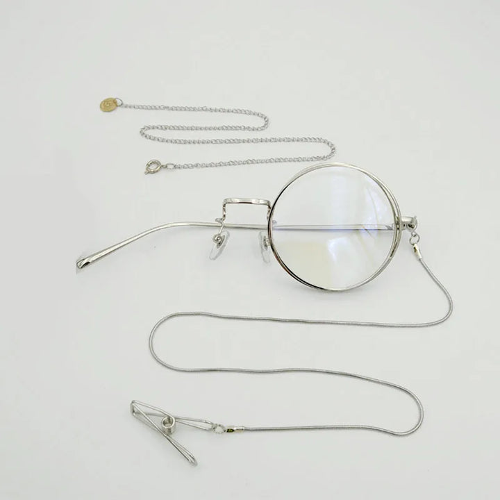 Yujo Unisex Cosplay Full Rim Alloy Monocle Gr7763 - Silver left Eye 1
