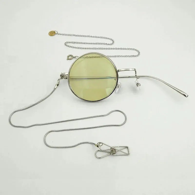 Yujo Unisex Cosplay Full Rim Alloy Monocle Gr7763 - Silver right eye 2