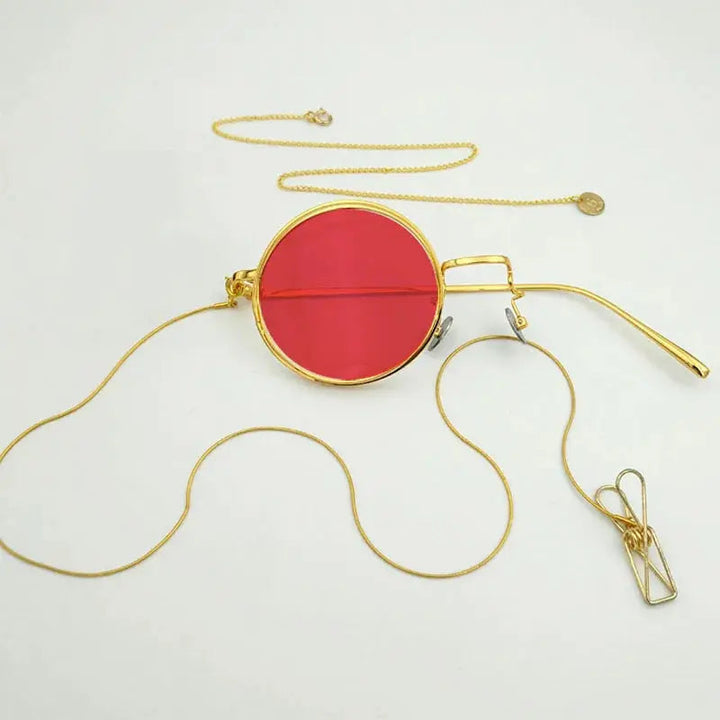 Yujo Unisex Cosplay Full Rim Alloy Monocle Gr7763 - Golden right eye2