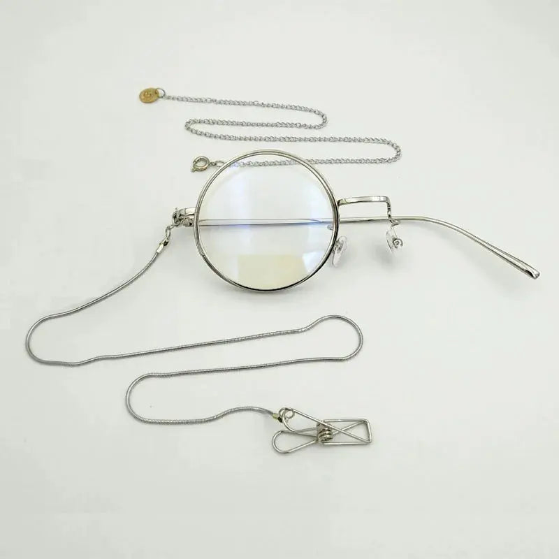 Yujo Unisex Cosplay Full Rim Alloy Monocle Gr7763 - Silver right eye 1