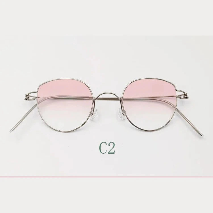 Yujo Unisex Full Rim Cat-Eye Stainless Steel Eyeglasses 42.39 - C2 / China Mainland