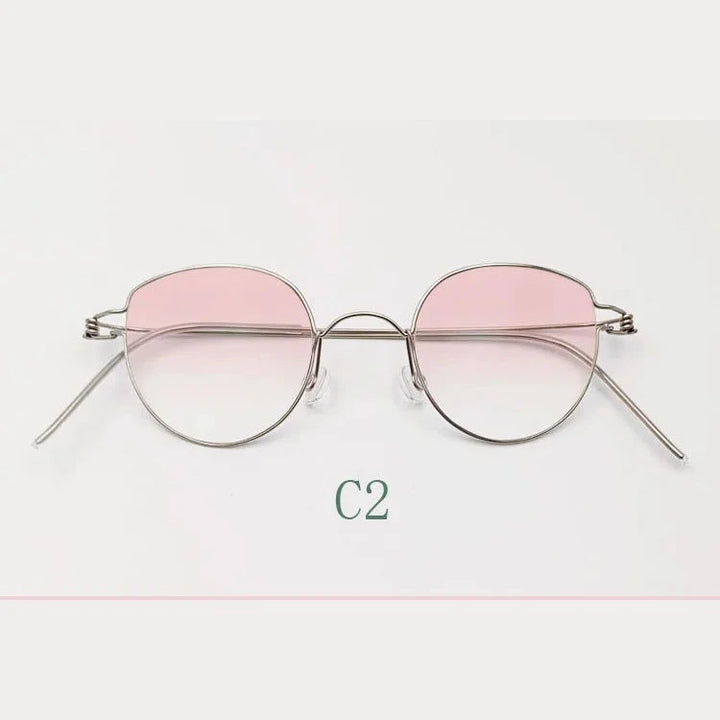 Yujo Unisex Full Rim Cat-Eye Stainless Steel Eyeglasses 42.39 - C2 / China Mainland