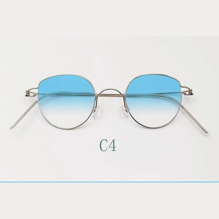 Yujo Unisex Full Rim Cat-Eye Stainless Steel Eyeglasses 42.39 - C4 / China Mainland