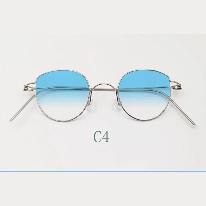 Yujo Unisex Full Rim Cat-Eye Stainless Steel Eyeglasses 42.39 - C4 / China Mainland