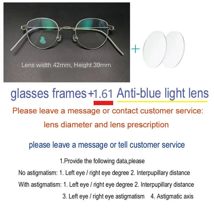 Yujo Unisex Full Rim Oval Round Steel Custom Eyeglasses 61457 - C3