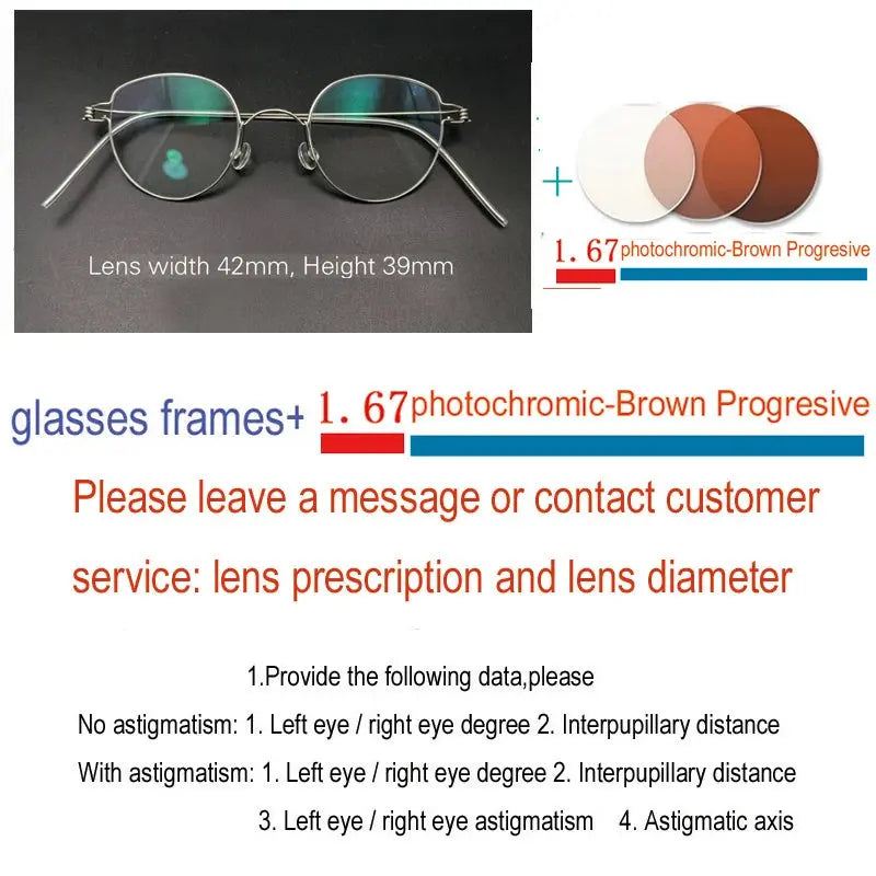 Yujo Unisex Full Rim Oval Round Steel Custom Eyeglasses 61457 - 1C14