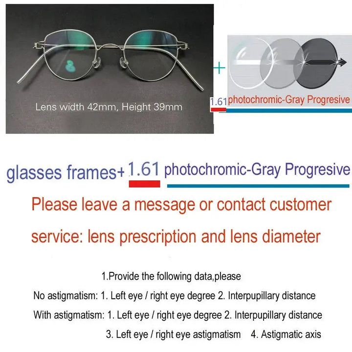 Yujo Unisex Full Rim Oval Round Steel Custom Eyeglasses 61457 - C11