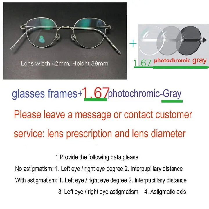 Yujo Unisex Full Rim Oval Round Steel Custom Eyeglasses 61457 - C12
