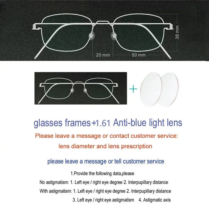 Yujo Unisex Full Rim Oval Square Screwless Steel Eyeglasses 61425 - C6
