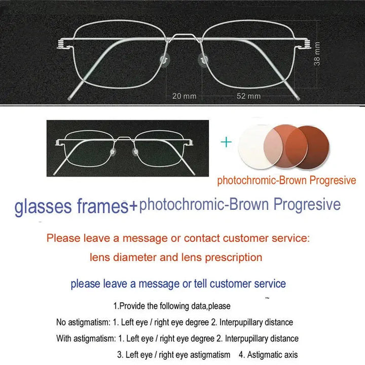Yujo Unisex Full Rim Oval Square Screwless Steel Eyeglasses 61425 - C28