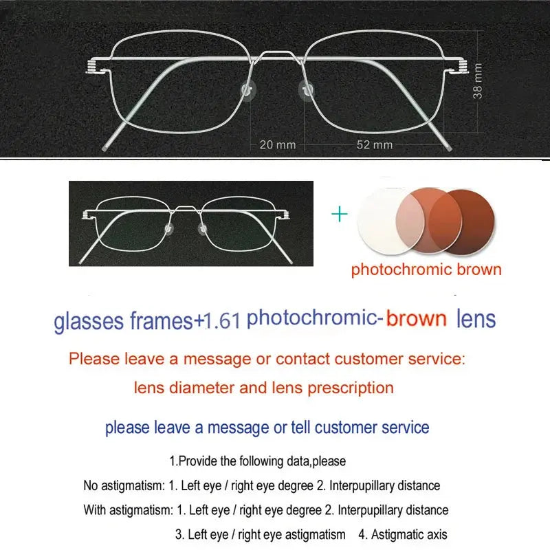 Yujo Unisex Full Rim Oval Square Screwless Steel Eyeglasses 61425 - C19