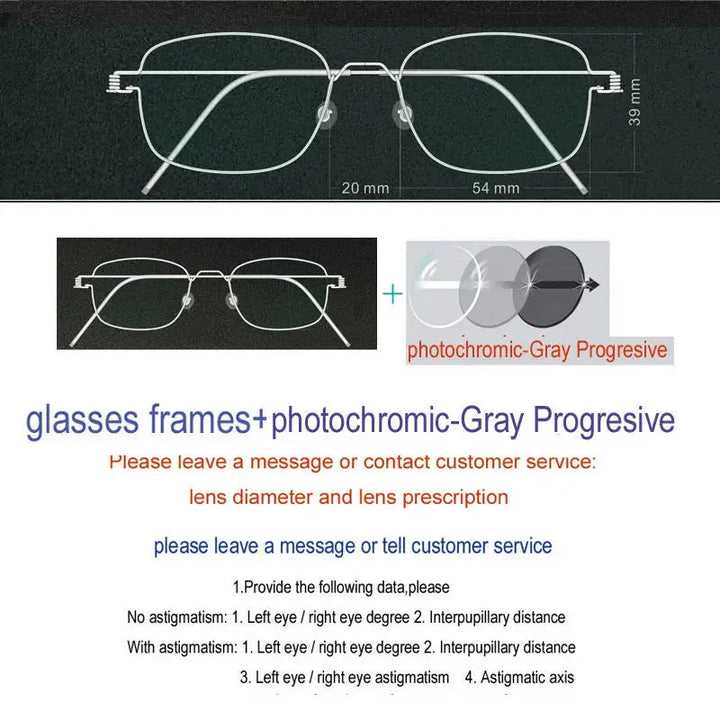 Yujo Unisex Full Rim Oval Square Screwless Steel Eyeglasses 61425 - C25