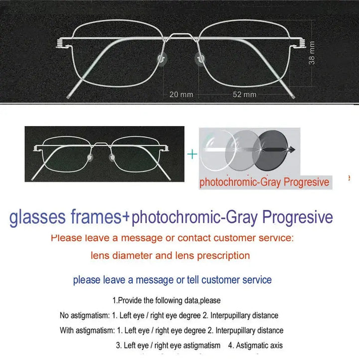Yujo Unisex Full Rim Oval Square Screwless Steel Eyeglasses 61425 - C24