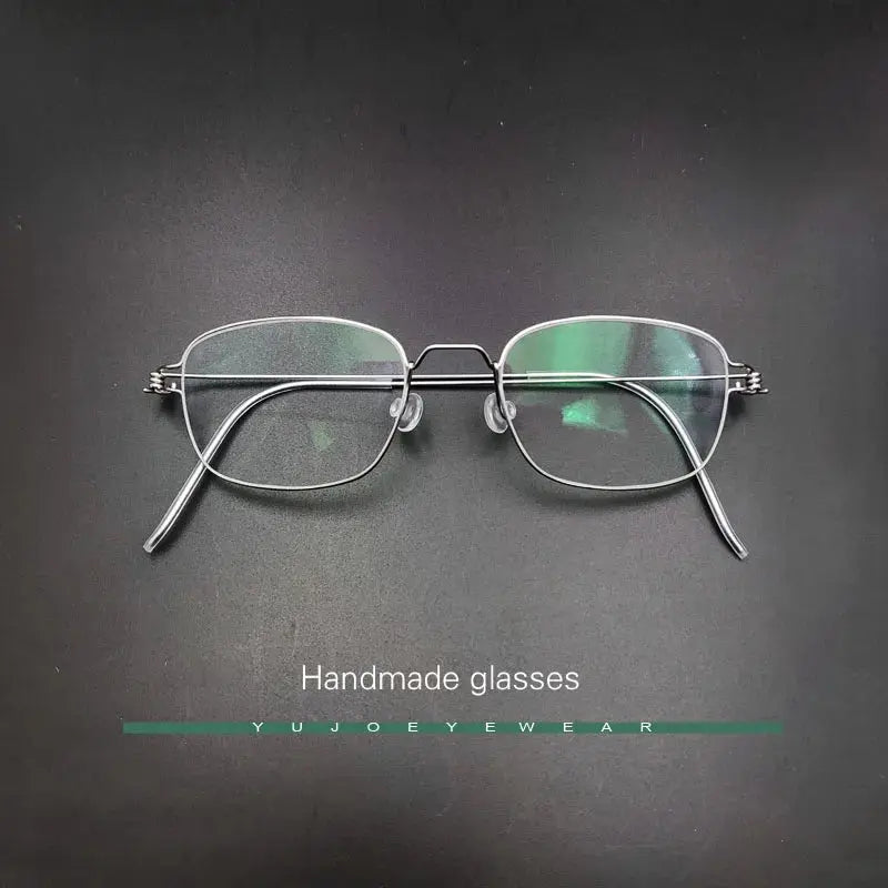 Yujo Unisex Full Rim Oval Square Screwless Steel Eyeglasses 61425 - C23
