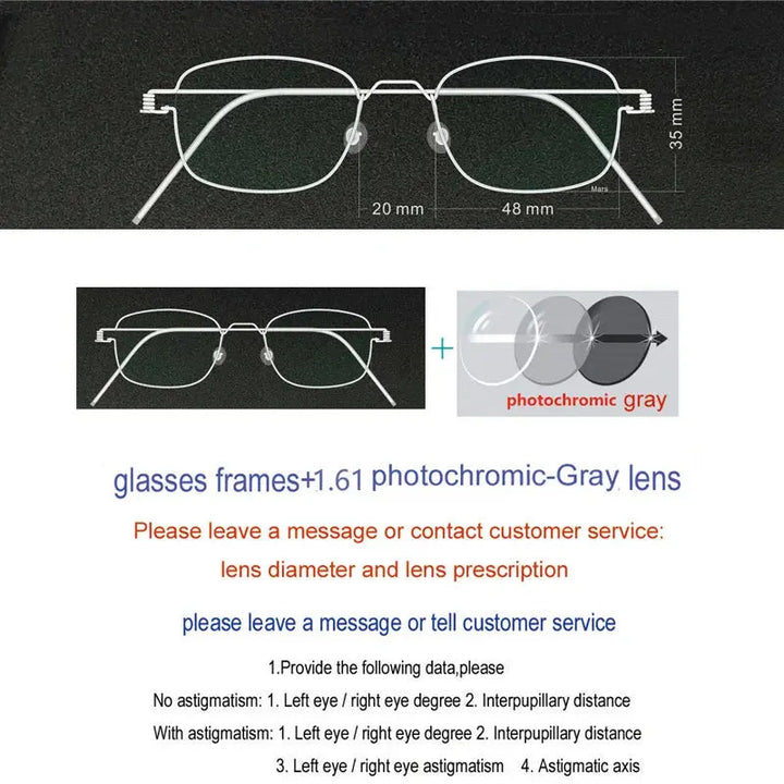 Yujo Unisex Full Rim Oval Square Screwless Steel Eyeglasses 61425 - C13