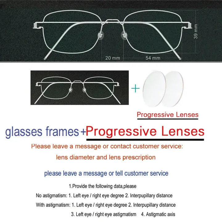 Yujo Unisex Full Rim Oval Square Screwless Steel Eyeglasses 61425 - C12
