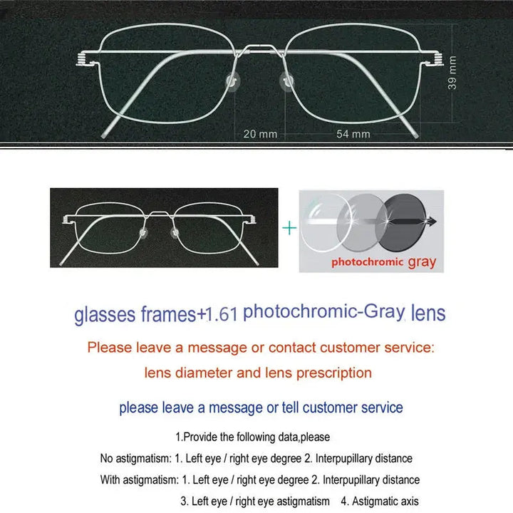 Yujo Unisex Full Rim Oval Square Screwless Steel Eyeglasses 61425 - C16