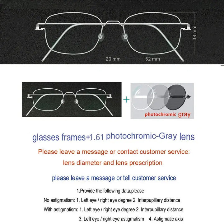 Yujo Unisex Full Rim Oval Square Screwless Steel Eyeglasses 61425 - C15
