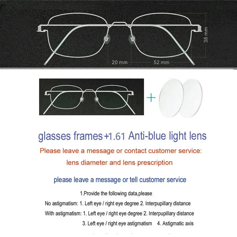 Yujo Unisex Full Rim Oval Square Screwless Steel Eyeglasses 61425 - C7