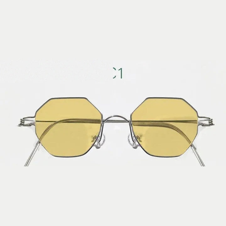 Yujo Unisex Full Rim Polygonal Custom Steel Sunglasses 14134 - C1 / CN