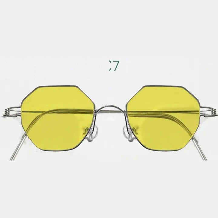 Yujo Unisex Full Rim Polygonal Custom Steel Sunglasses 14134 - C7 / CN