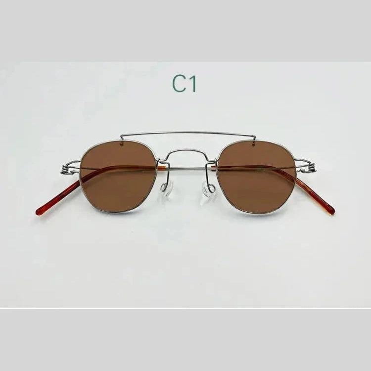 Yujo Unisex Full Rim Polygonal Stainless Steel Double Bridge Sunglasses 3835 - C1 / CHINA