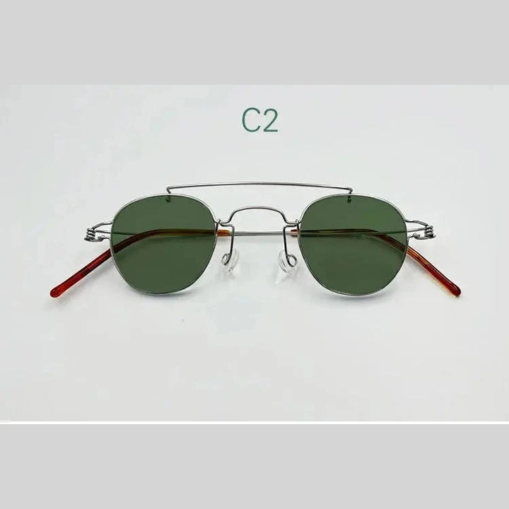 Yujo Unisex Full Rim Polygonal Stainless Steel Double Bridge Sunglasses 3835 - C2 / CHINA