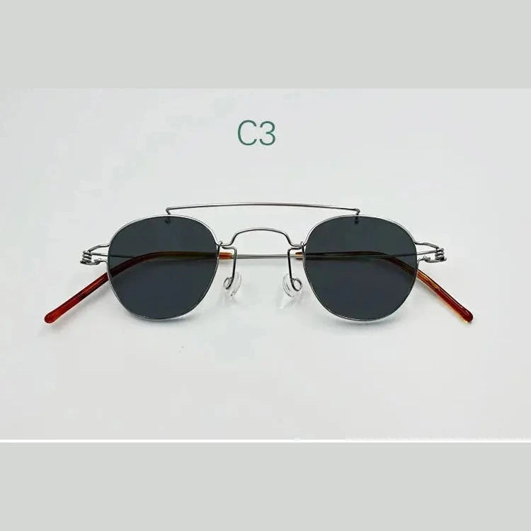 Yujo Unisex Full Rim Polygonal Stainless Steel Double Bridge Sunglasses 3835 - C3 / CHINA