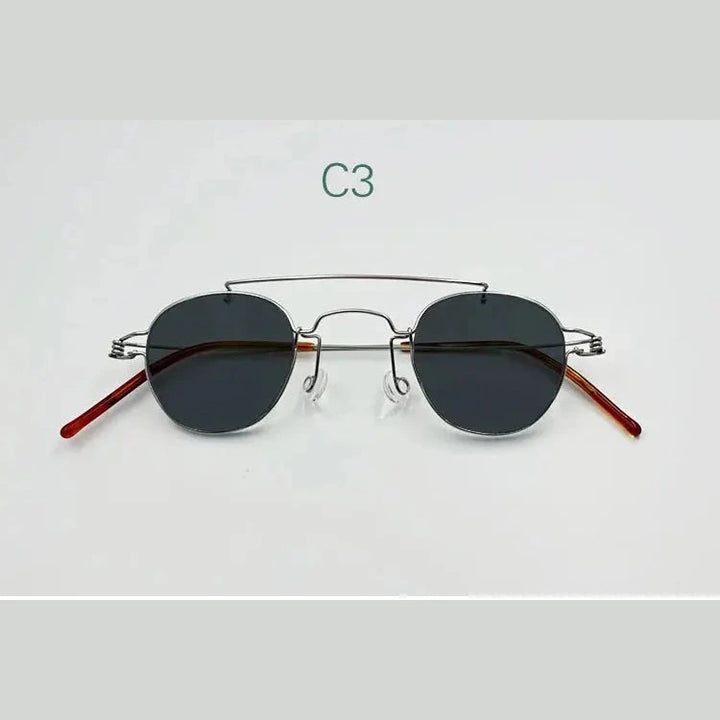 Yujo Unisex Full Rim Polygonal Stainless Steel Double Bridge Sunglasses 3835 - C3 / CHINA