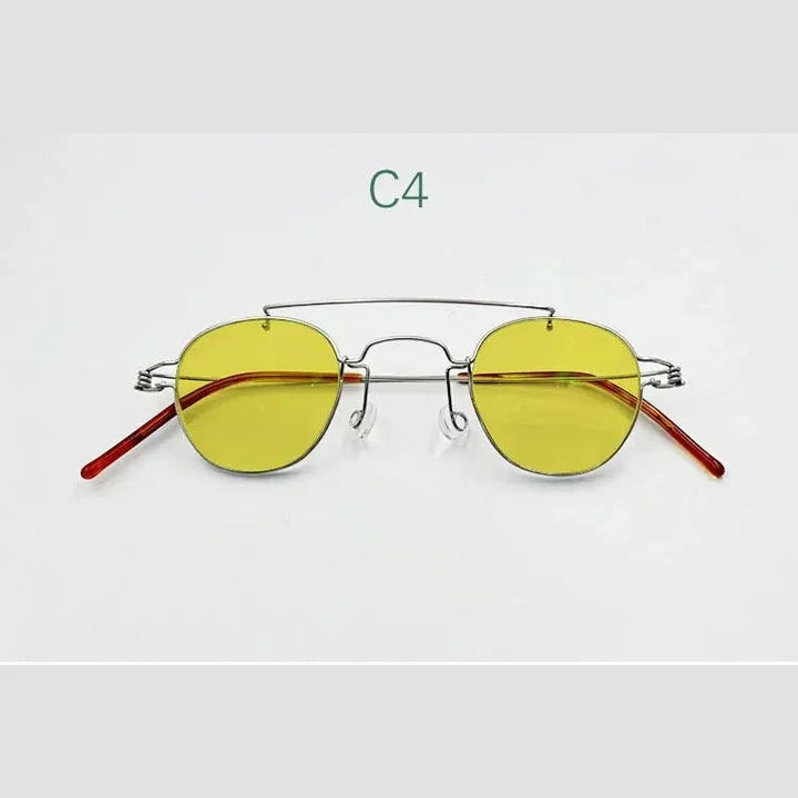 Yujo Unisex Full Rim Polygonal Stainless Steel Double Bridge Sunglasses 3835 - C4 / CHINA