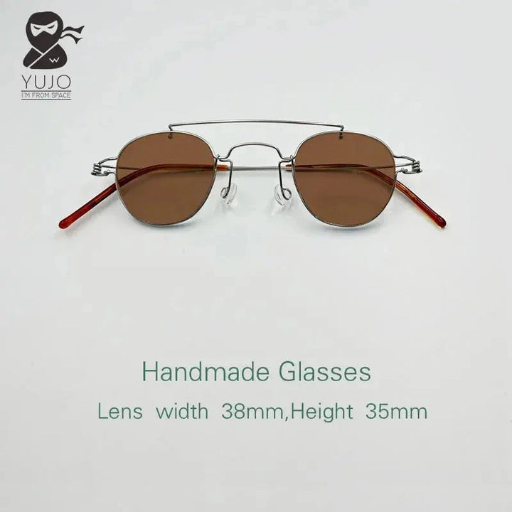 Yujo Unisex Full Rim Polygonal Stainless Steel Double Bridge Sunglasses 3835 - Size Chart