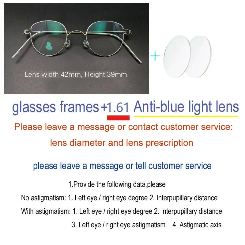 Yujo Unisex Full Rim Round Screwless Stainless Steel Eyeglasses 15039 - C3
