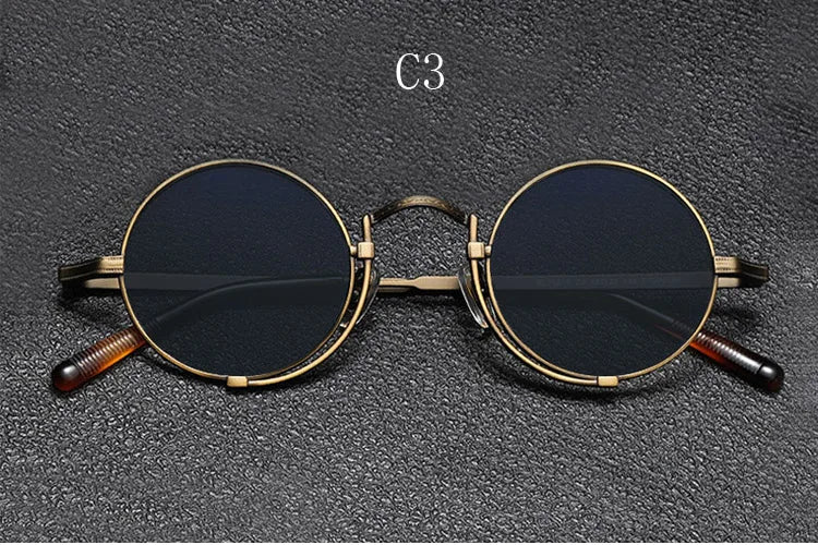 Yujo Unisex Full Rim Round Titanium Polarized Sunglasses 5919 - C3
