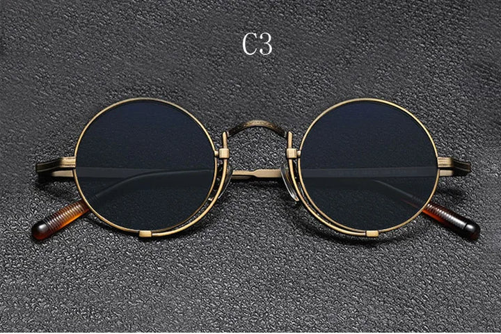 Yujo Unisex Full Rim Round Titanium Polarized Sunglasses 5919 - C3
