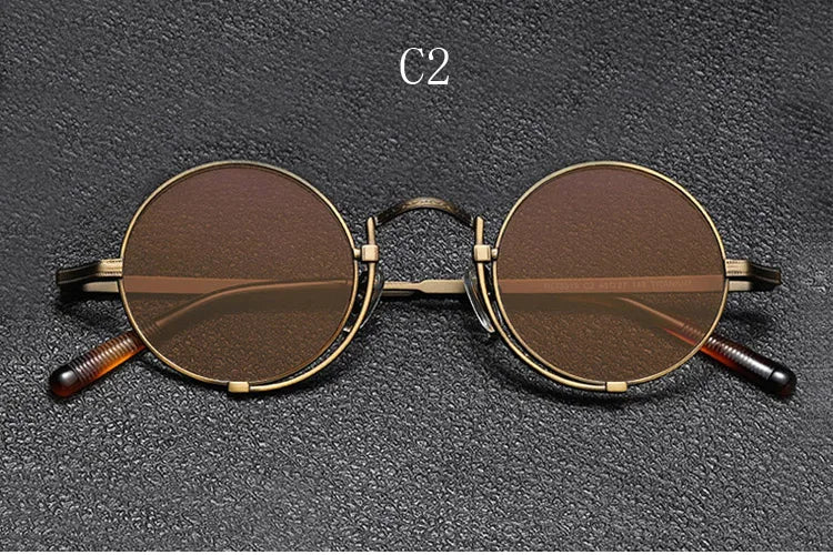 Yujo Unisex Full Rim Round Titanium Polarized Sunglasses 5919 - C2