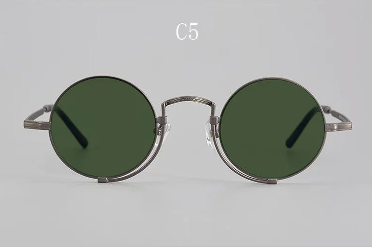 Yujo Unisex Full Rim Round Titanium Polarized Sunglasses 5919 - C5