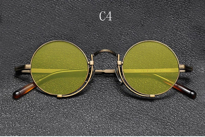 Yujo Unisex Full Rim Round Titanium Polarized Sunglasses 5919 - C4