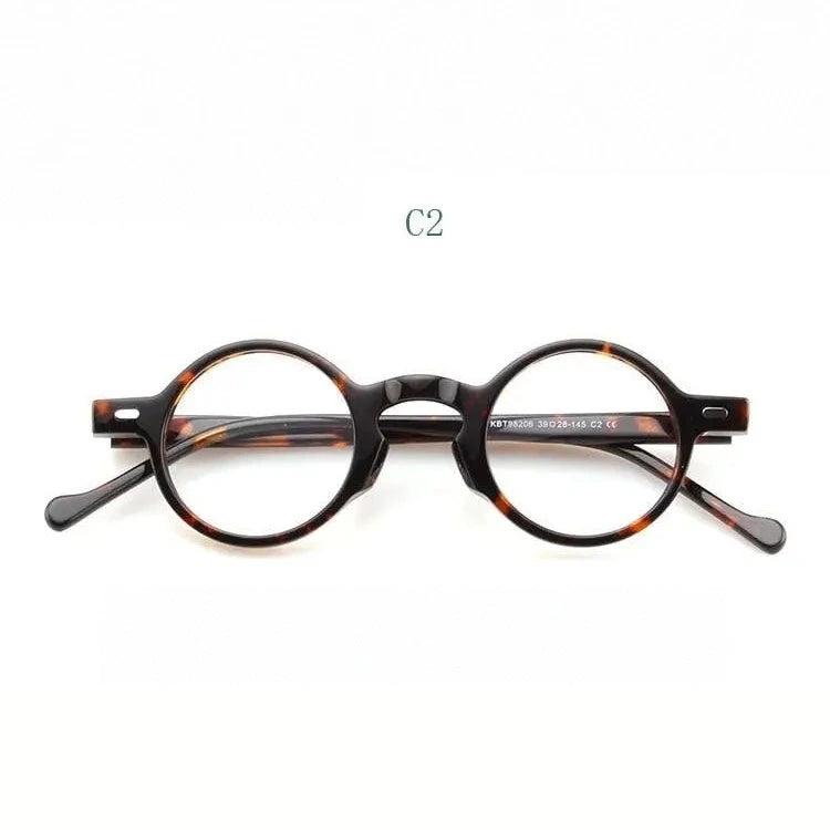Yujo Unisex Full Rim Small Round Acetate Fiber Eyeglasses Y077 - C2 / China