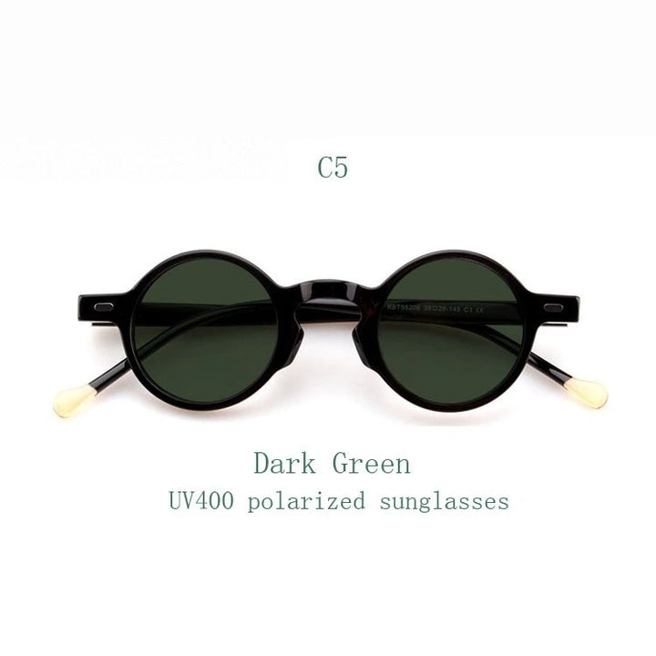 Yujo Unisex Full Rim Small Round Acetate Fiber Eyeglasses Y077 - C5 / China