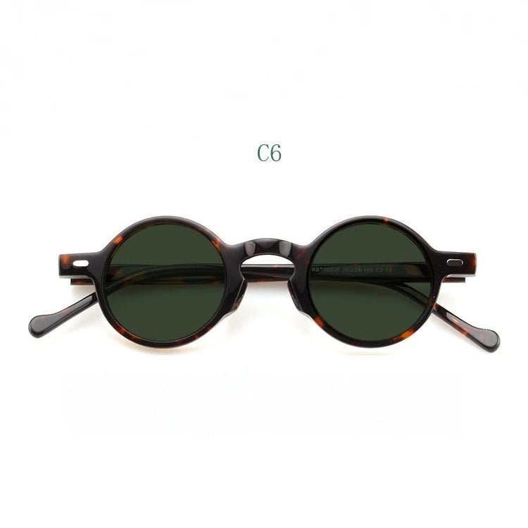 Yujo Unisex Full Rim Small Round Acetate Fiber Eyeglasses Y077 - C6 / China