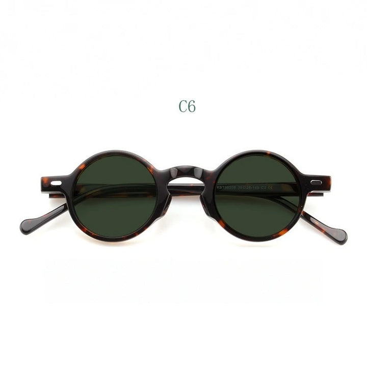 Yujo Unisex Full Rim Small Round Acetate Fiber Eyeglasses Y077 - C6 / China