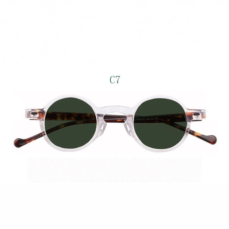 Yujo Unisex Full Rim Small Round Acetate Fiber Eyeglasses Y077 - C7 / China