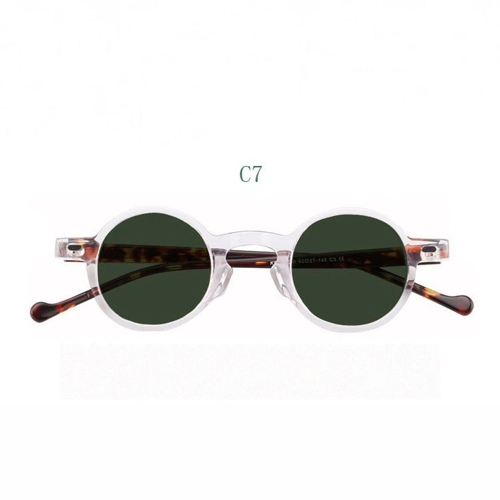 Yujo Unisex Full Rim Small Round Acetate Fiber Eyeglasses Y077 - C7 / China