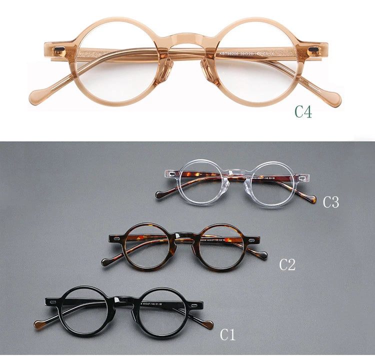 Yujo Unisex Full Rim Small Round Acetate Fiber Eyeglasses Y077 - Size Chart