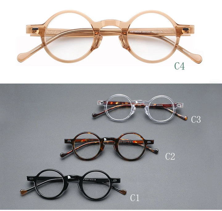 Yujo Unisex Full Rim Small Round Acetate Fiber Eyeglasses Y077 - Size Chart