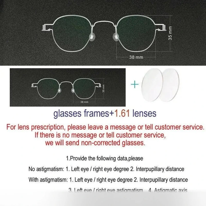 Yujo Unisex Polygonal Full Rim Stainless Steel Eyeglasses Y029 - Radiation protection / China