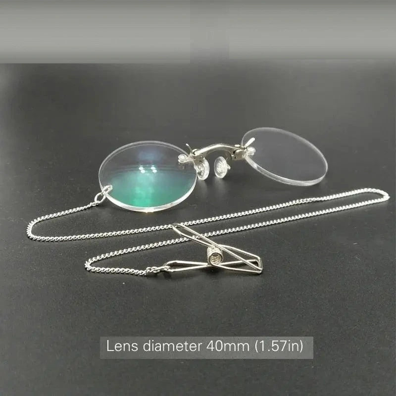 Yujo Unisex Round Full Rim Alloy Opera Reading Glasses With Chain Y032 - China / 0 / C2